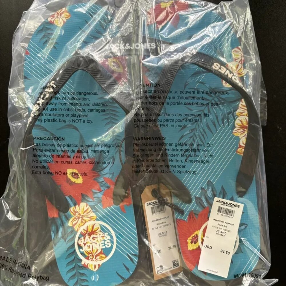 Flip Flops Bundle of 2 (Jack & Jones) Mens Blue & Green size 11/12